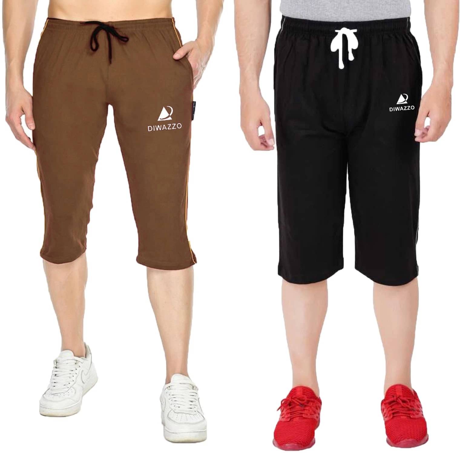     			Diwazzo Multicolor Cotton Men's Three-Fourths ( Pack of 2 )