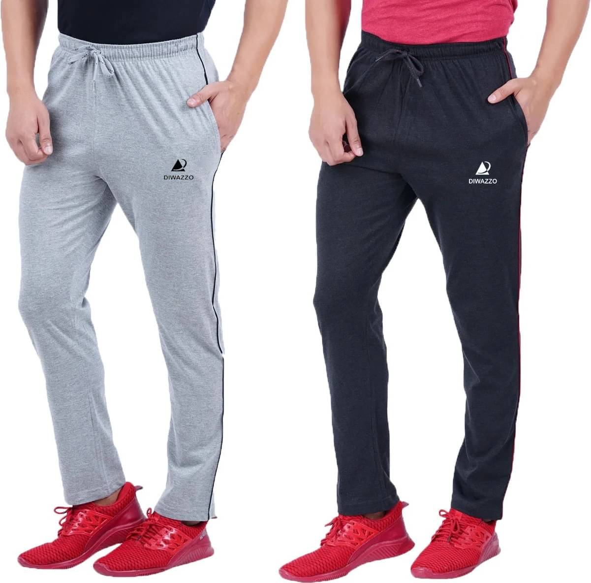     			Diwazzo Multicolor Cotton Men's Trackpants ( Pack of 2 )