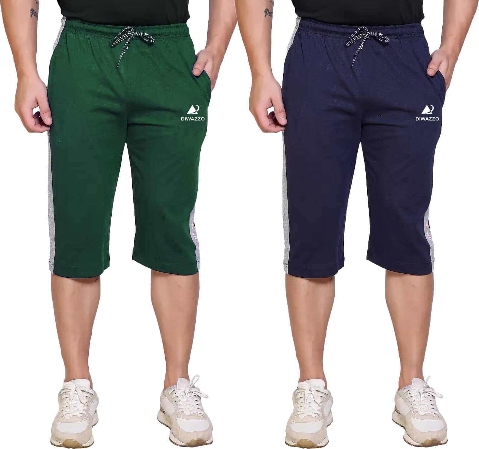 Diwazzo Multicolor Cotton Men's Three-Fourths ( Pack of 2 ) Diwazzo Multicolor Cotton Men's Three-Fourths ( Pack of 2 )