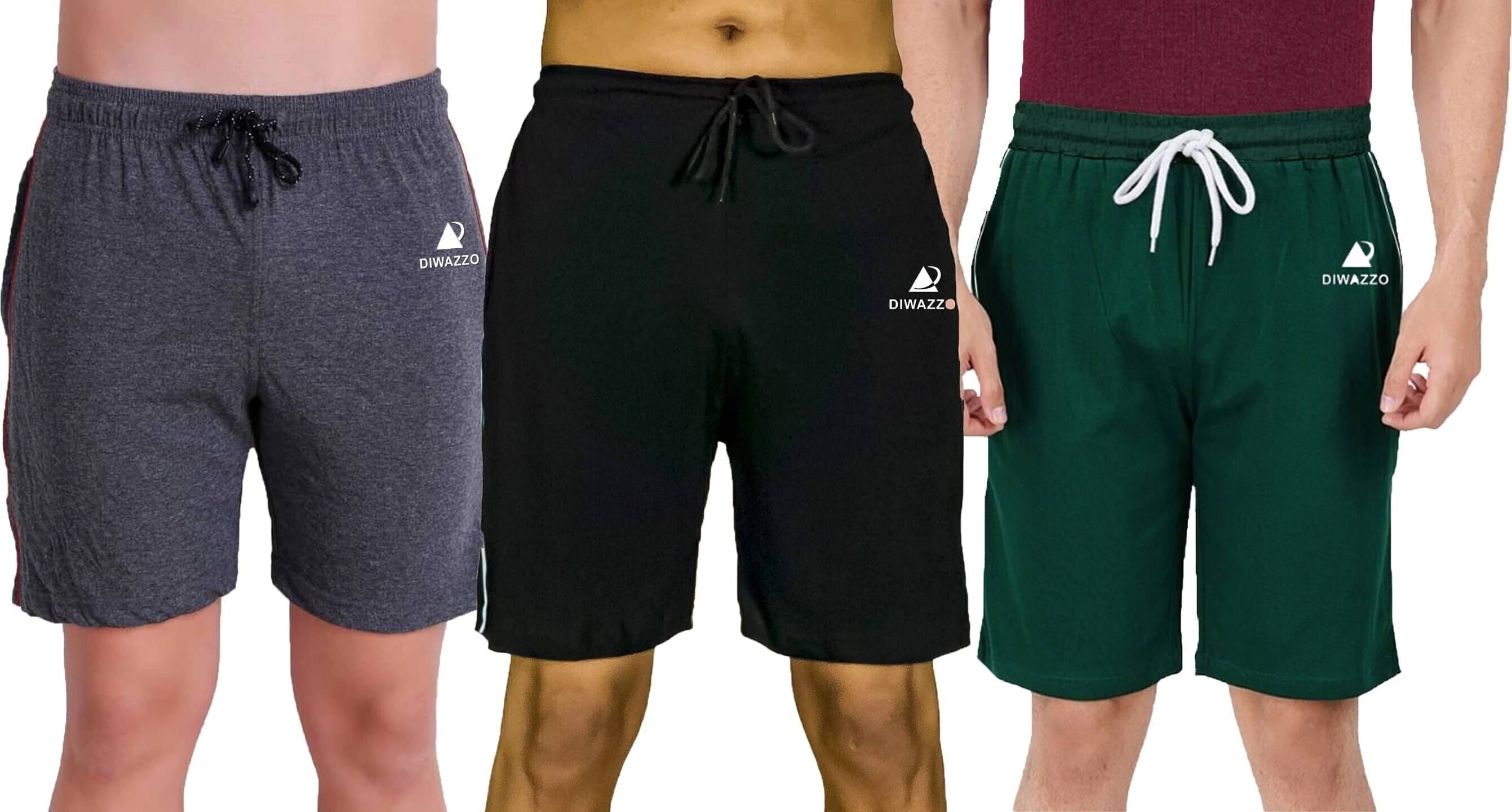    			Diwazzo Multicolor Cotton Men's Shorts ( Pack of 3 )