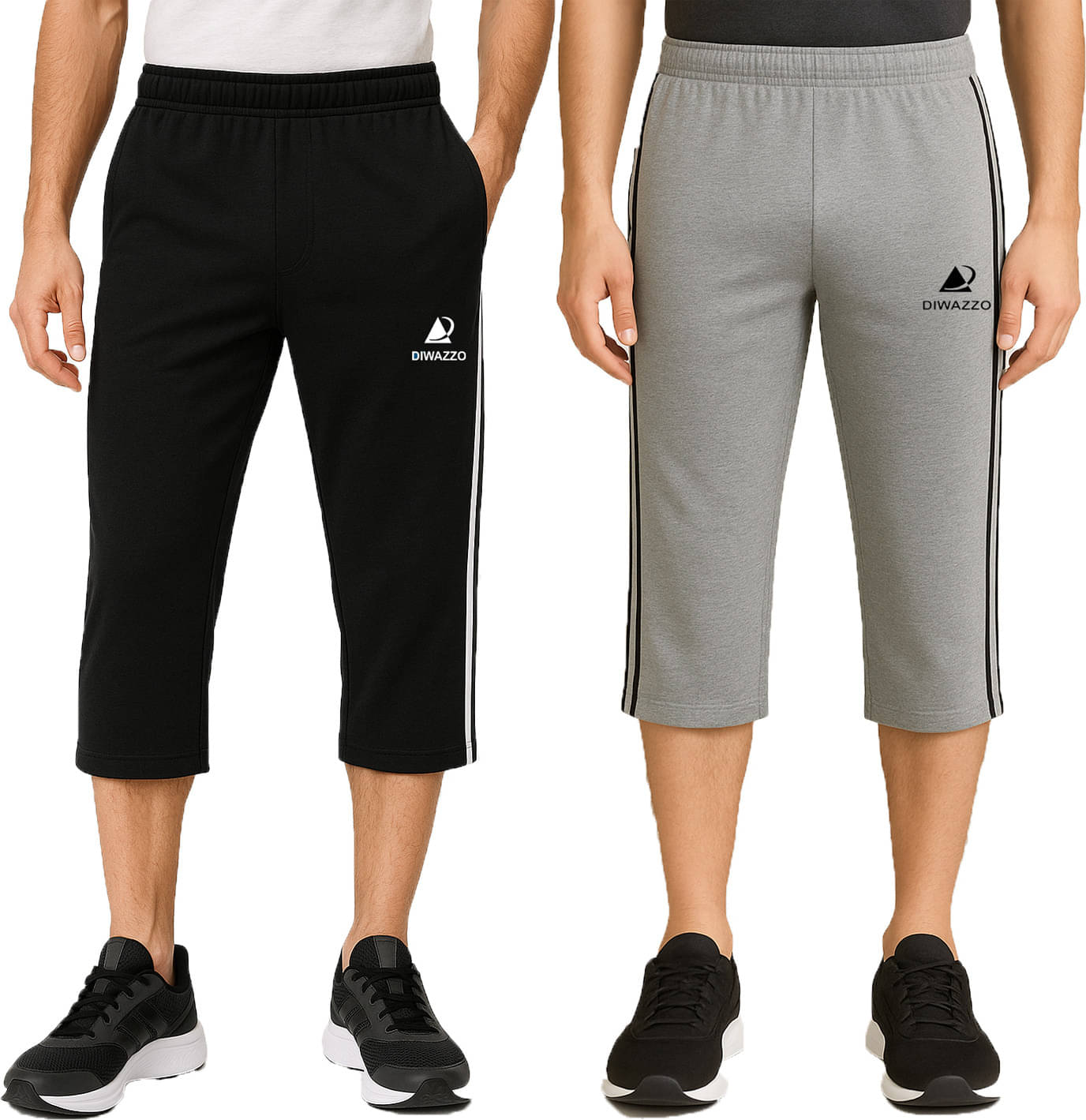     			Diwazzo Multicolor Cotton Men's Three-Fourths ( Pack of 2 )