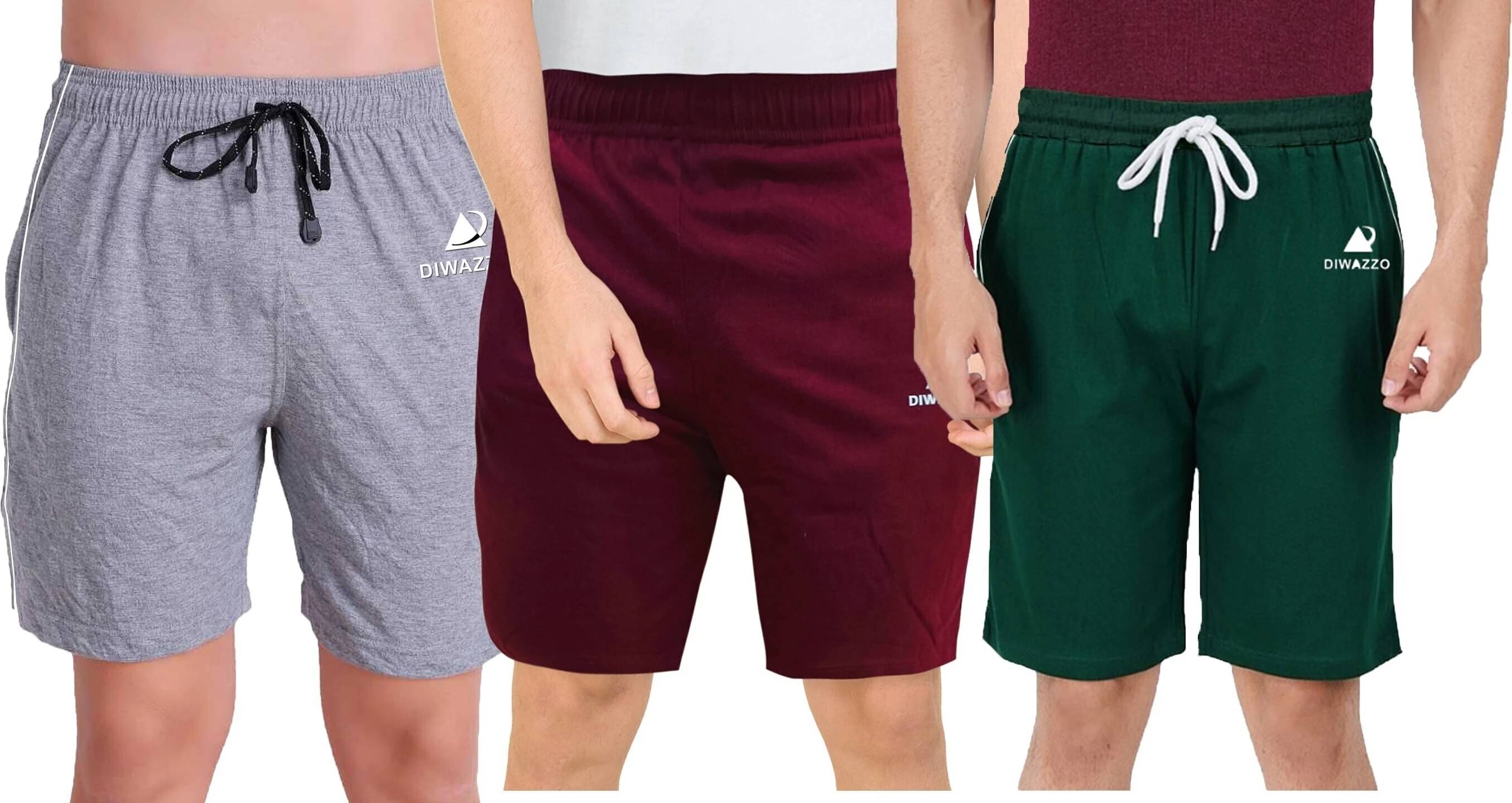     			Diwazzo Multicolor Cotton Men's Shorts ( Pack of 3 )