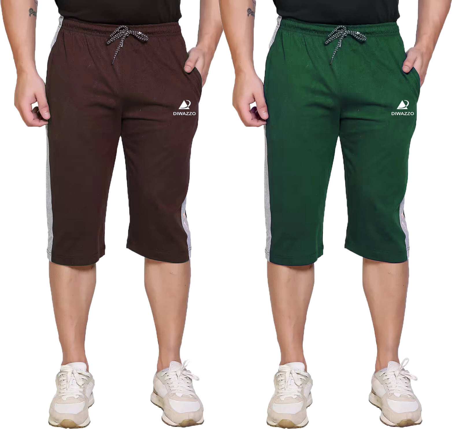     			Diwazzo Multicolor Cotton Men's Three-Fourths ( Pack of 2 )