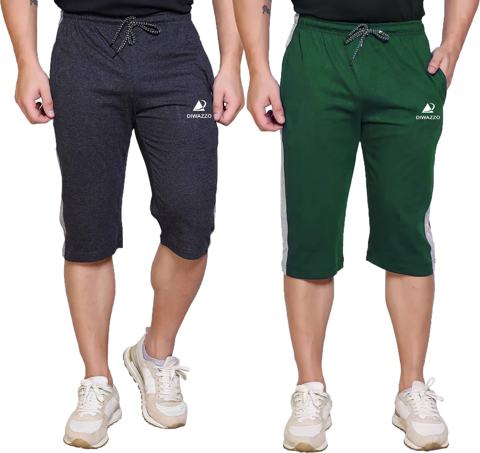     			Diwazzo Multicolor Cotton Men's Three-Fourths ( Pack of 2 )