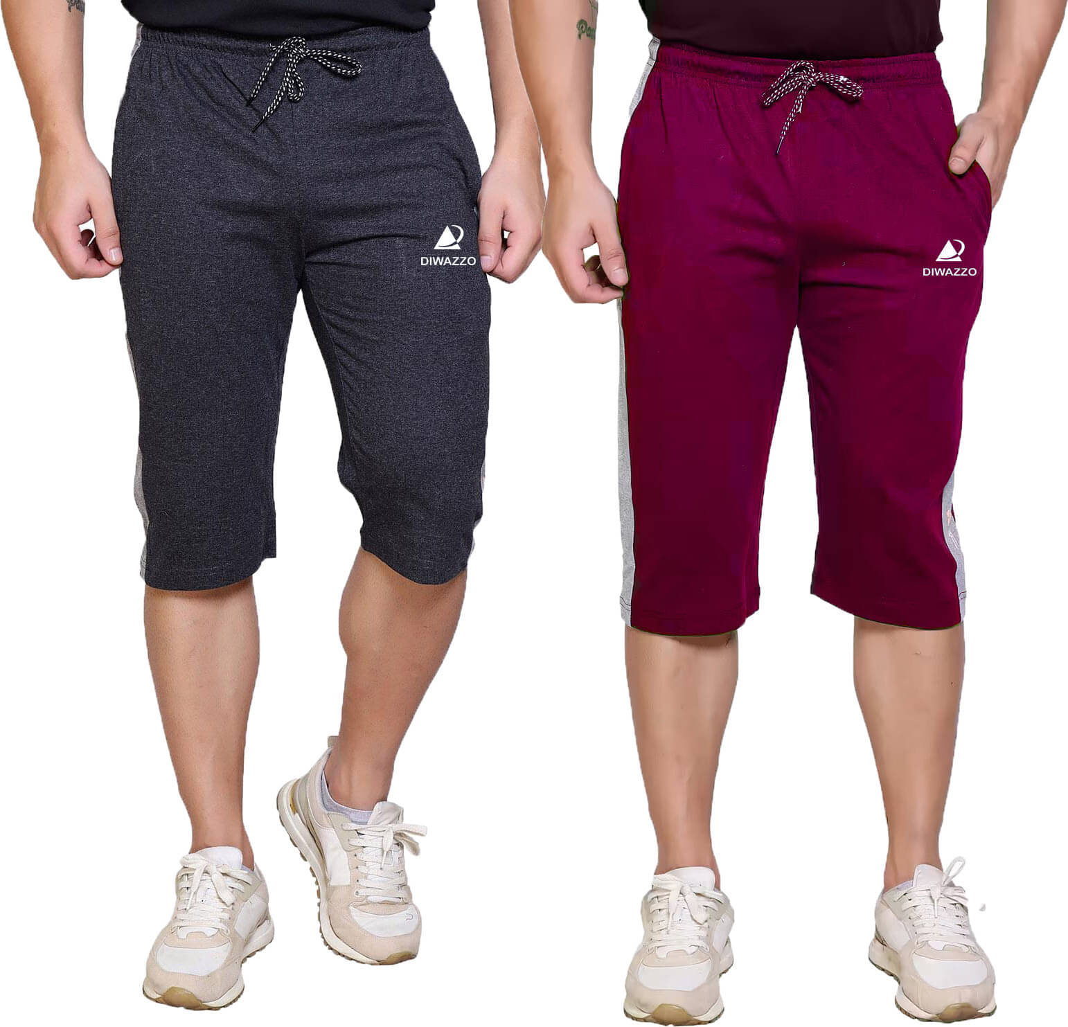 Diwazzo Multicolor Cotton Men's Three-Fourths ( Pack of 2 )     			Diwazzo Multicolor Cotton Men's Three-Fourths ( Pack of 2 )