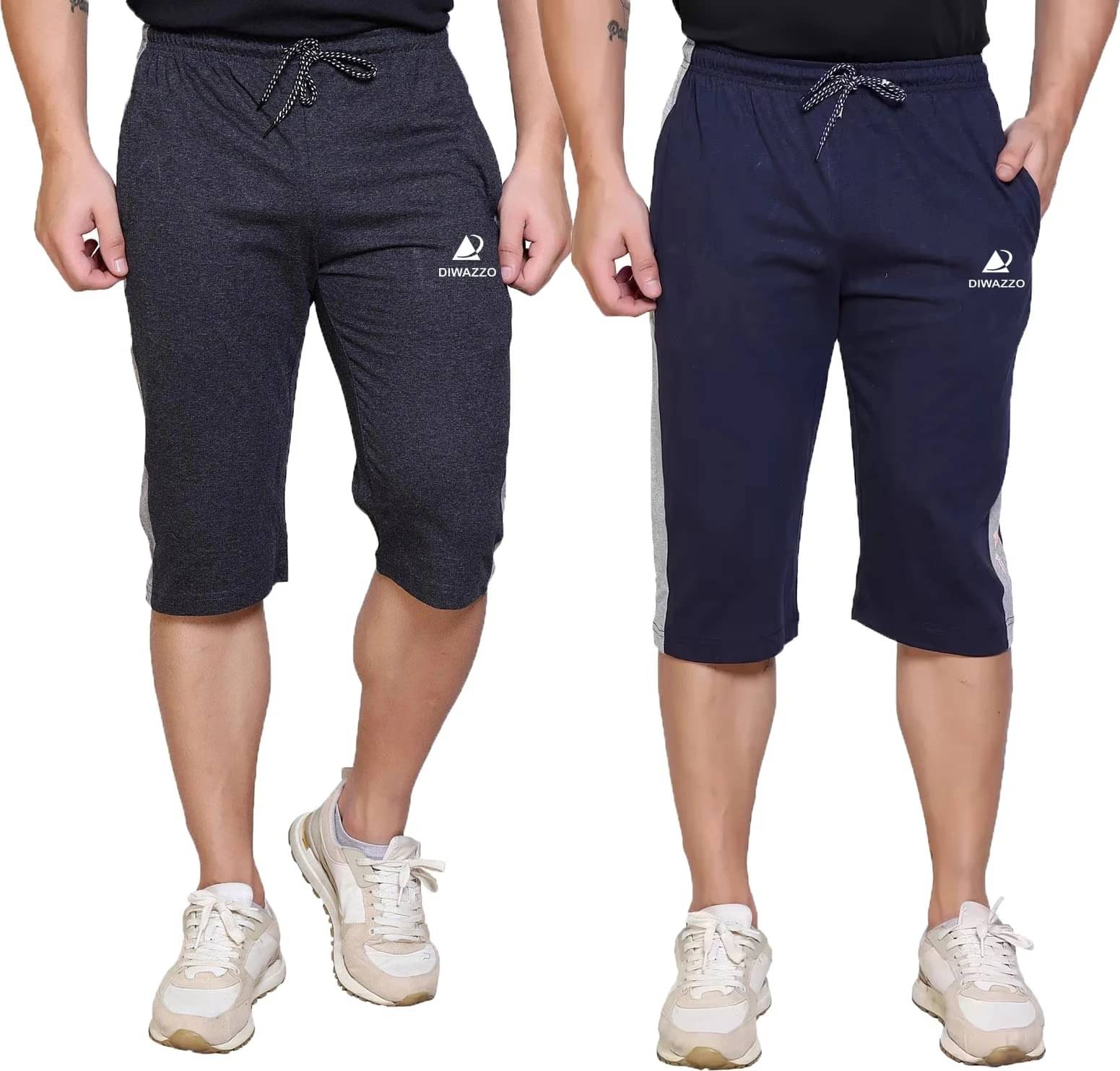 Diwazzo Multicolor Cotton Men's Three-Fourths ( Pack of 2 ) Diwazzo Multicolor Cotton Men's Three-Fourths ( Pack of 2 )
