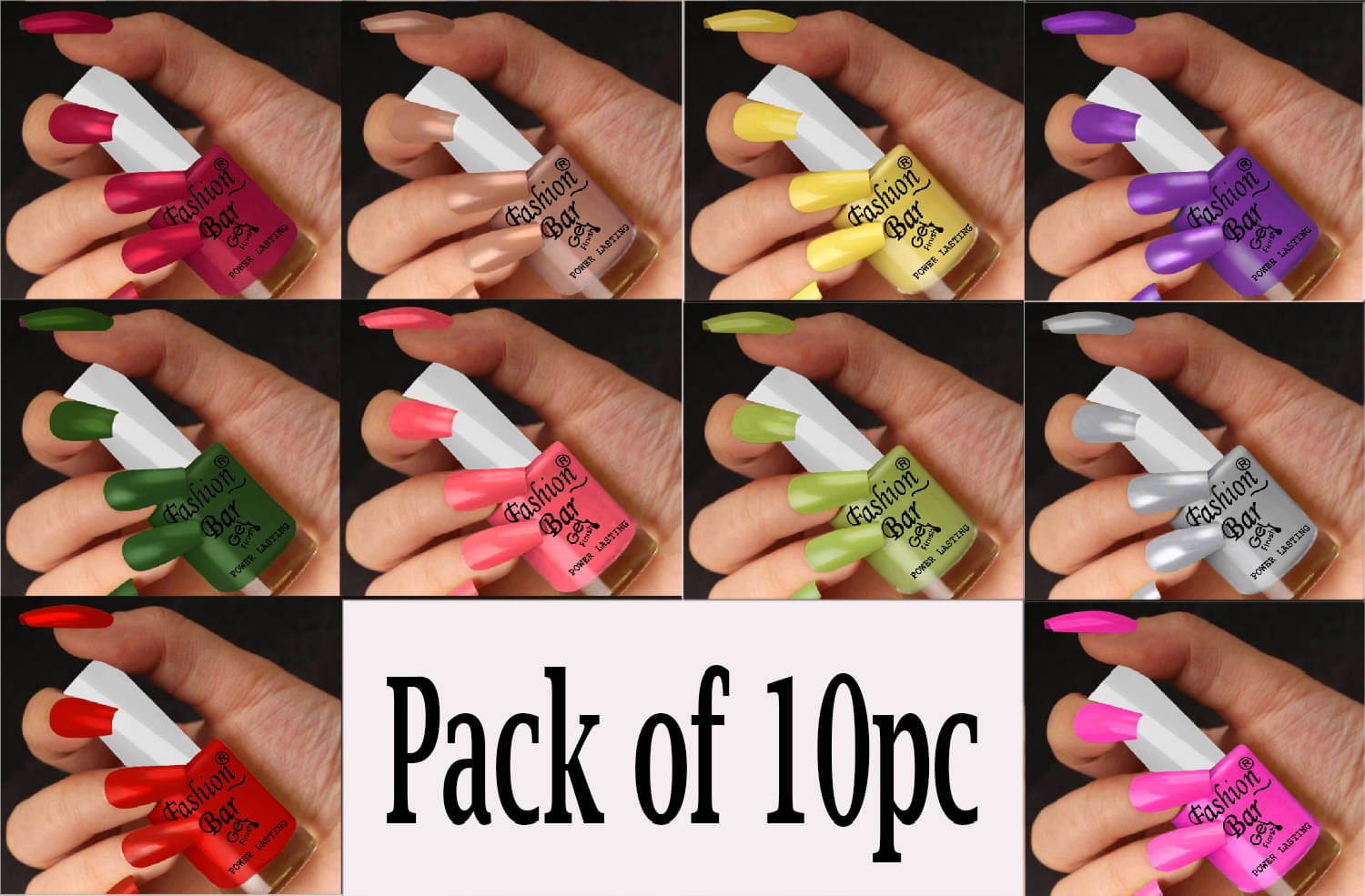     			Fashion Bar Multi Glossy Nail Polish 60 ( Pack of 10 )