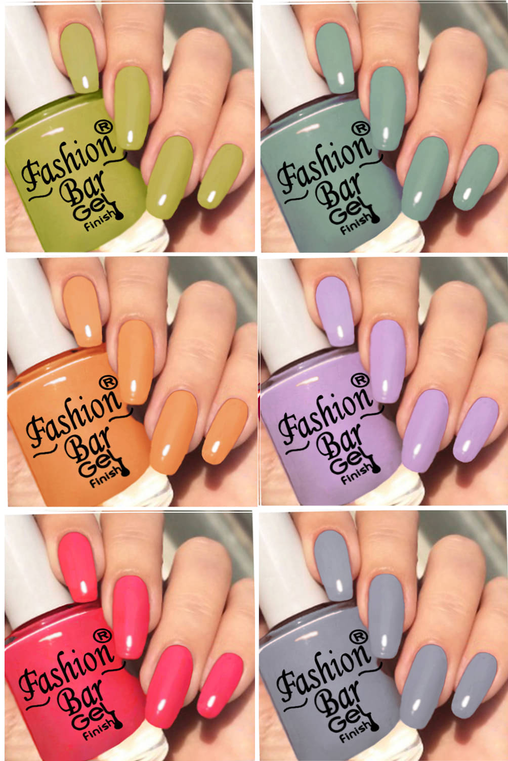     			Fashion Bar Multi Nail Polish 36 ( Pack of 6 )