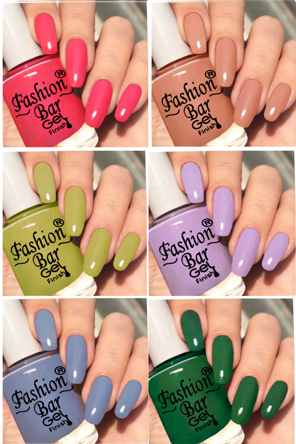     			Fashion Bar Multi Nail Polish 36 ( Pack of 6 )