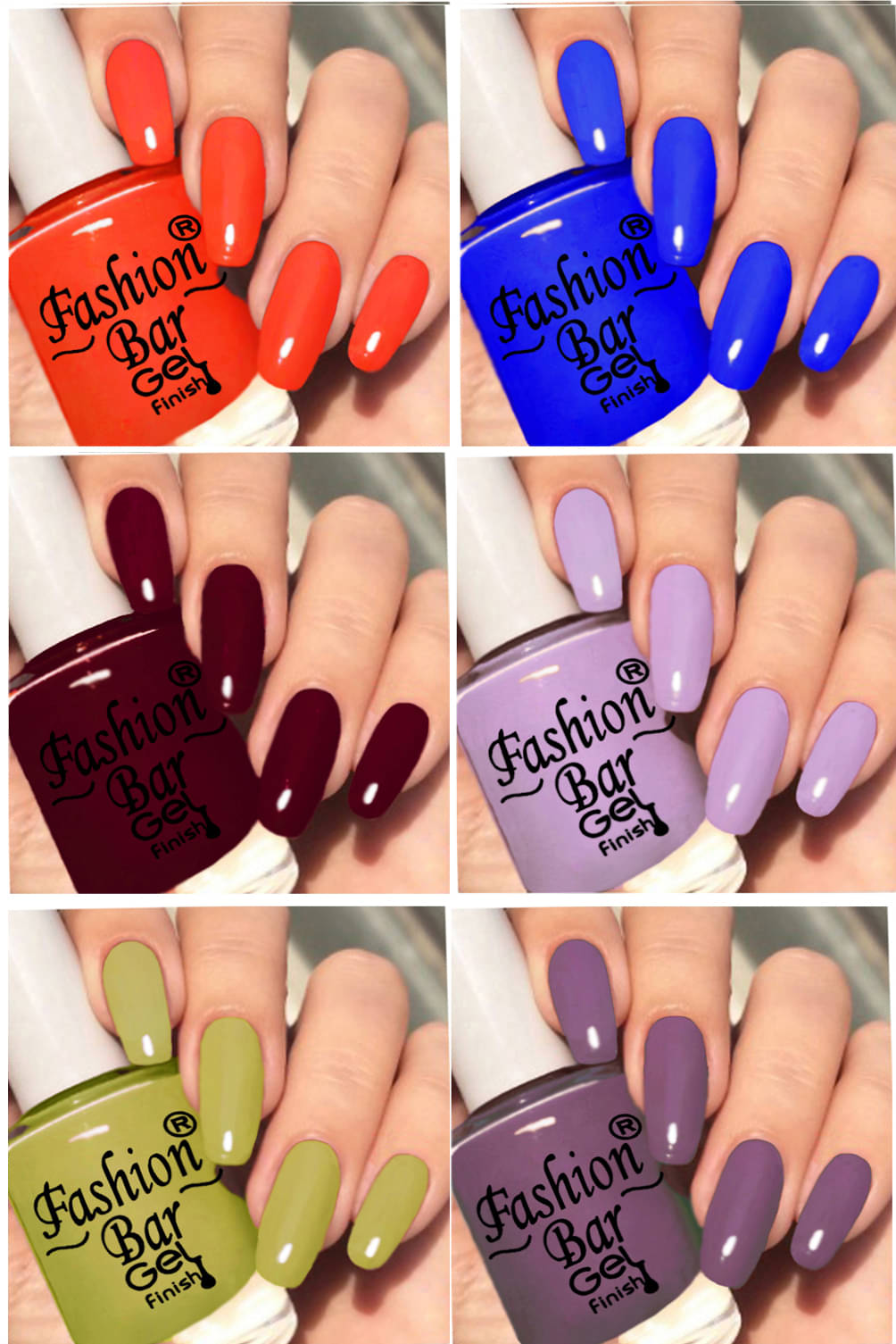     			Fashion Bar Multi Nail Polish 36 ( Pack of 6 )