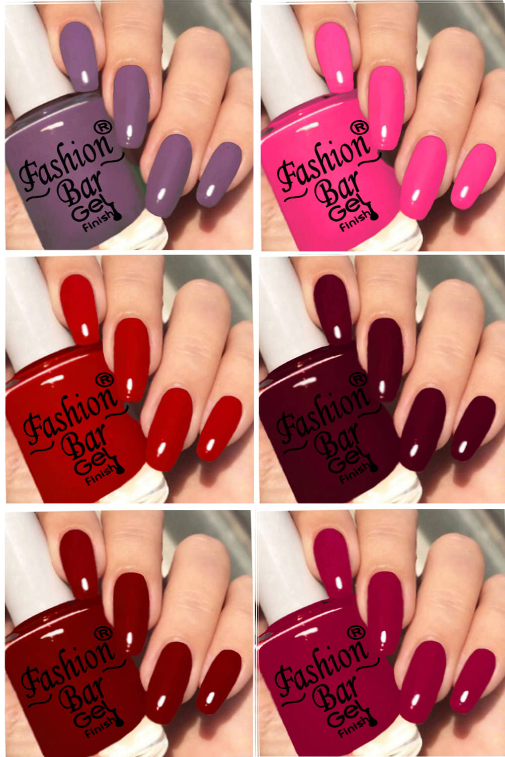    			Fashion Bar Multi Nail Polish 36 ( Pack of 6 )