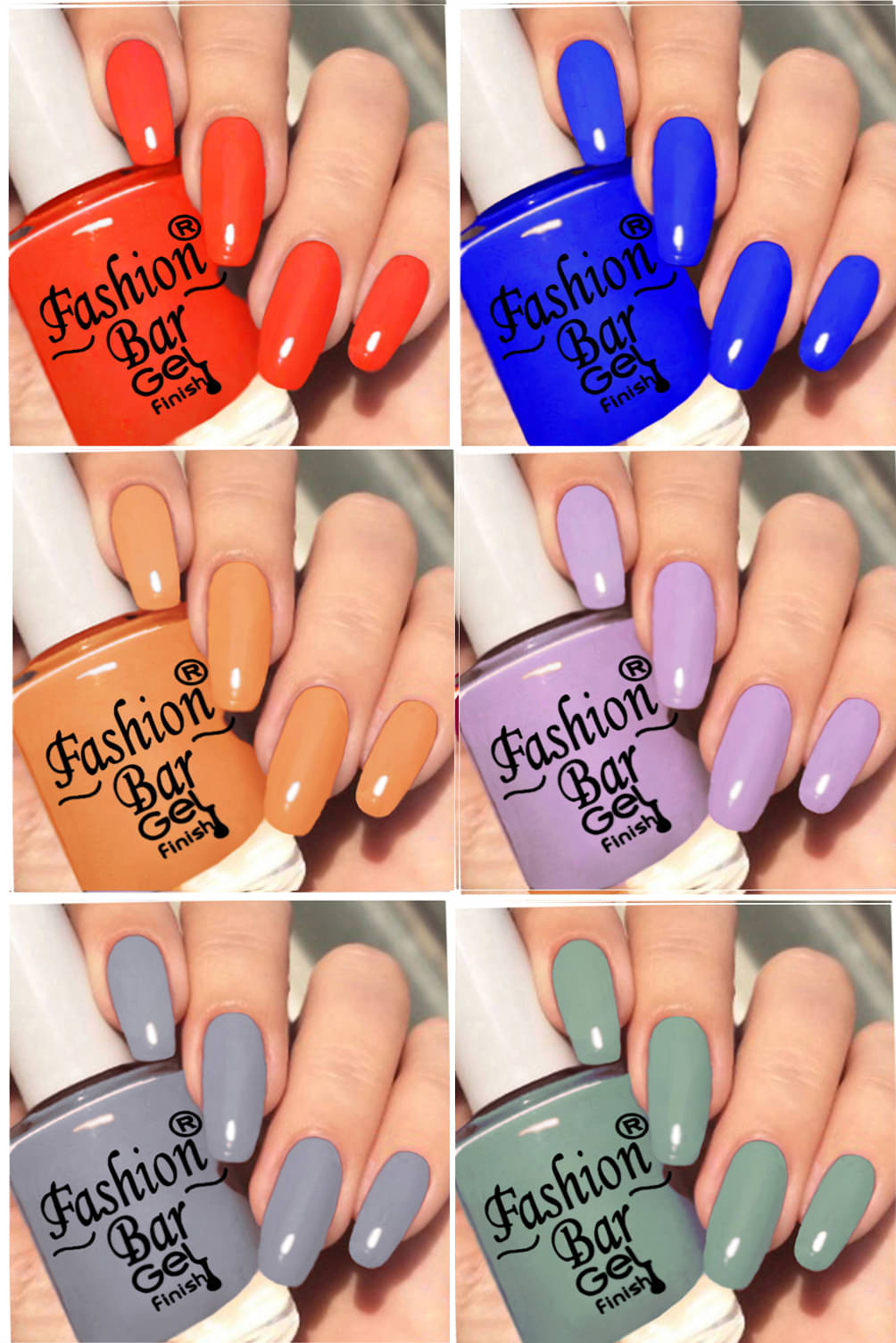     			Fashion Bar Multi Nail Polish 36 ( Pack of 6 )