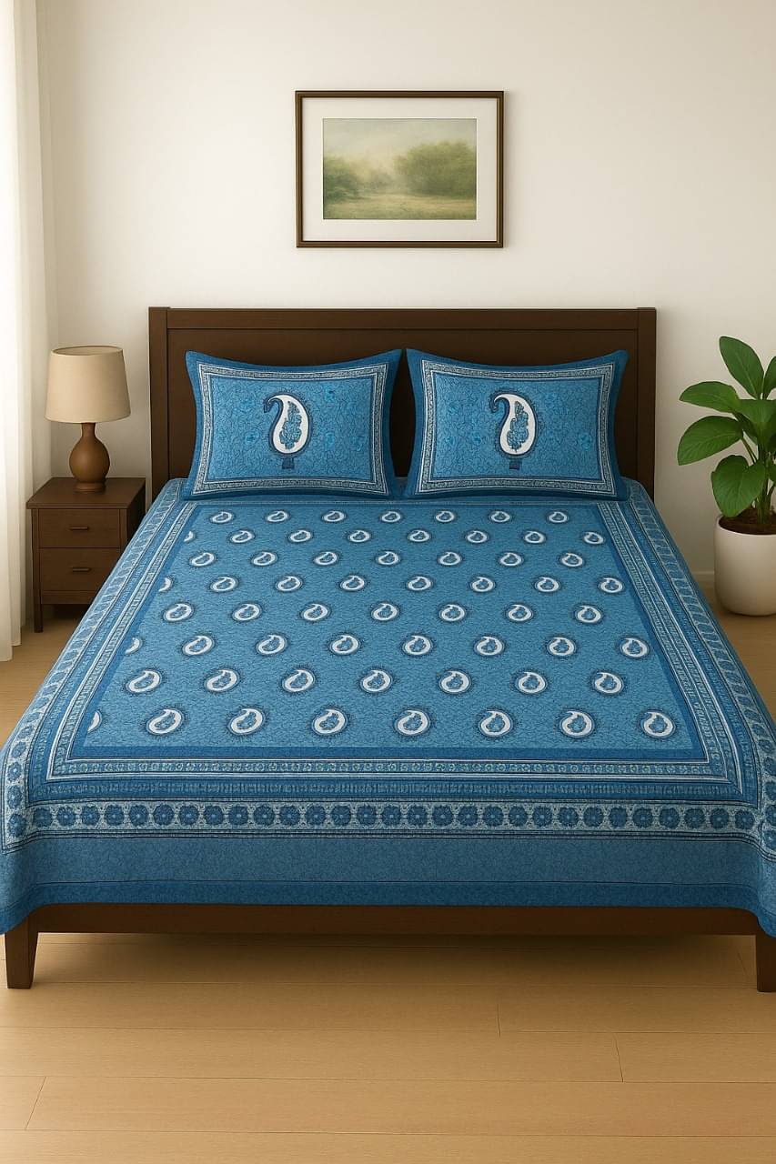    			K.D.PRINTS Cotton 1 Double King Bedsheet with 2 Pillow Covers ( Multicolor )