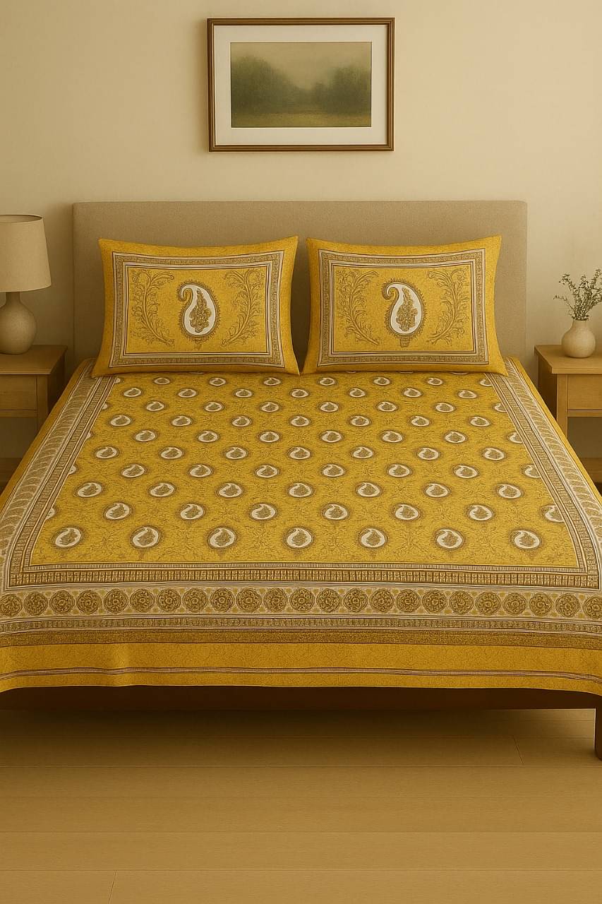     			K.D.PRINTS Cotton 1 Double King Bedsheet with 2 Pillow Covers ( Multicolor )