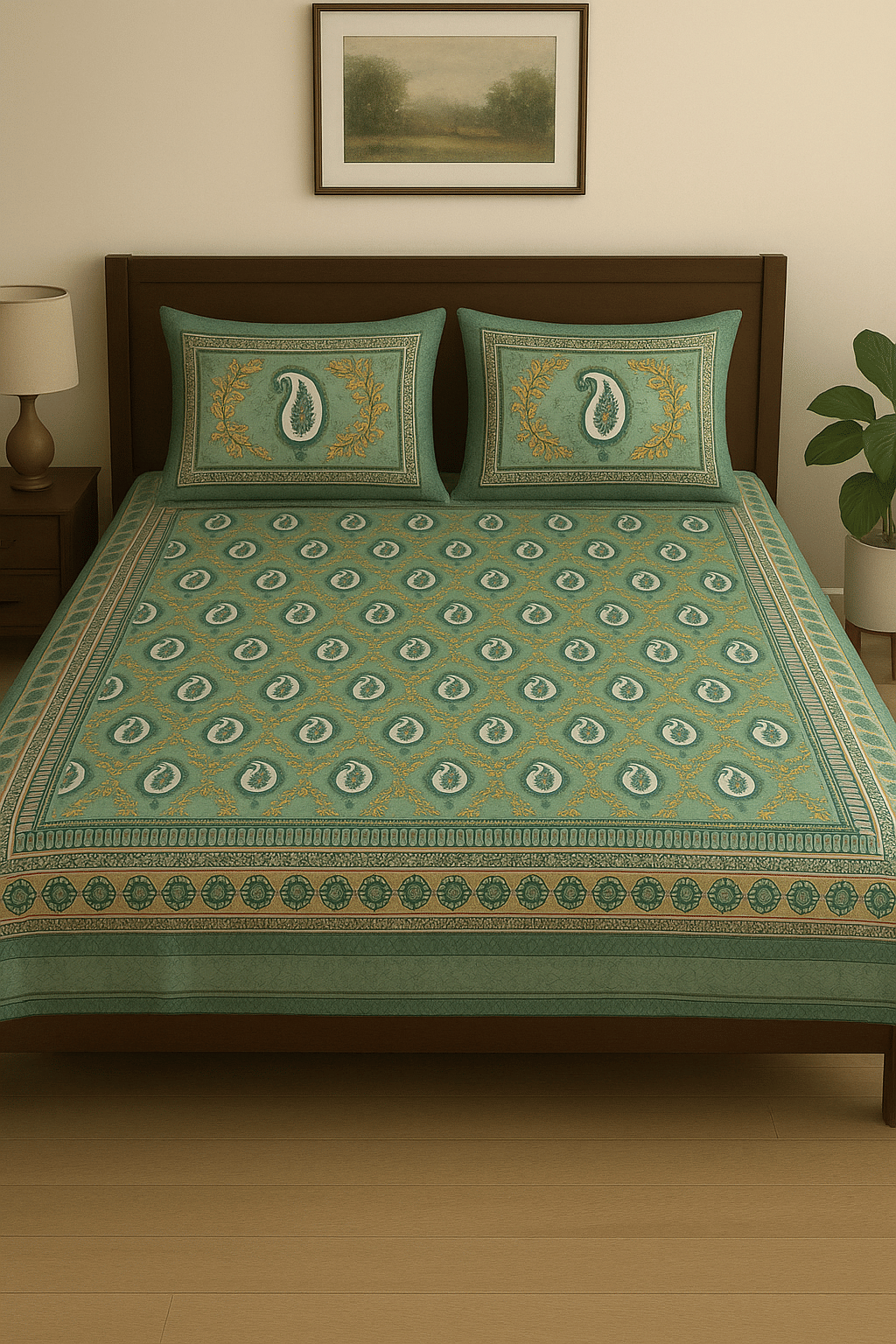     			K.D.PRINTS Cotton 1 Double King Bedsheet with 2 Pillow Covers ( Multicolor )