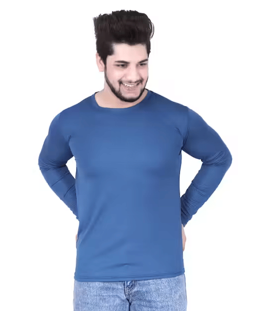 Kashi Enterprises Men Polyester Regular Fit Solid T-Shirt ( Blue ) Kashi Enterprises Men Polyester Regular Fit Solid T-Shirt ( Blue )