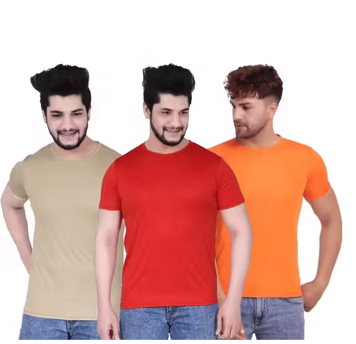 Kashi Enterprises Men Polyester Regular Fit Solid T-Shirt ( Multicolor1 ) Kashi Enterprises Men Polyester Regular Fit Solid T-Shirt ( Multicolor1 )