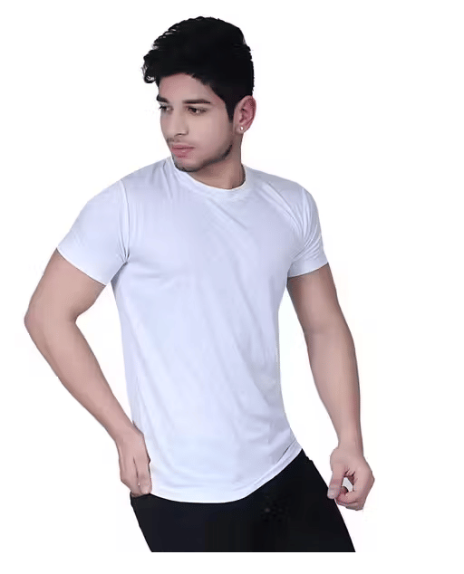 Kashi Enterprises Men Polyester Regular Fit Solid T-Shirt ( White ) Kashi Enterprises Men Polyester Regular Fit Solid T-Shirt ( White )