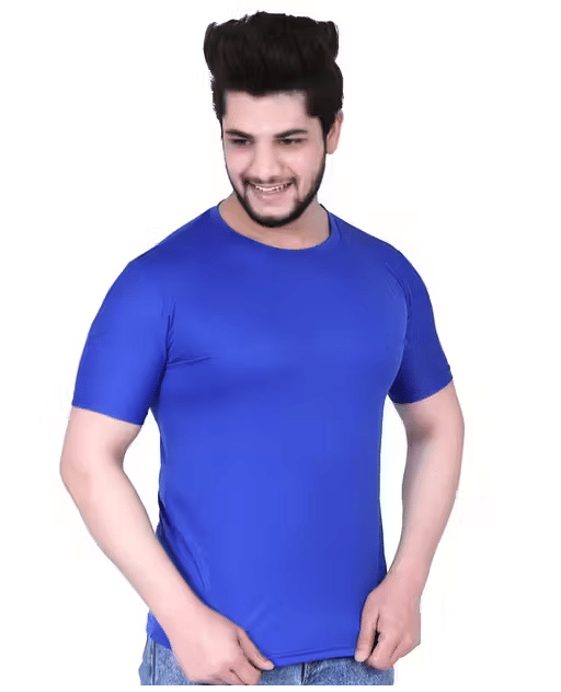 Kashi Enterprises Men Polyester Regular Fit Solid T-Shirt ( Blue ) Kashi Enterprises Men Polyester Regular Fit Solid T-Shirt ( Blue )