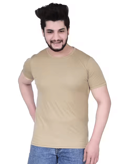     			Kashi Enterprises Men Polyester Regular Fit Solid T-Shirt ( Beige )
