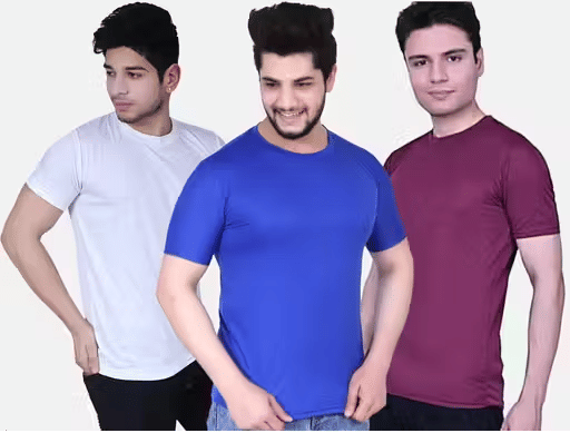 Kashi Enterprises Men Polyester Regular Fit Solid T-Shirt ( Multicolor1 ) Kashi Enterprises Men Polyester Regular Fit Solid T-Shirt ( Multicolor1 )