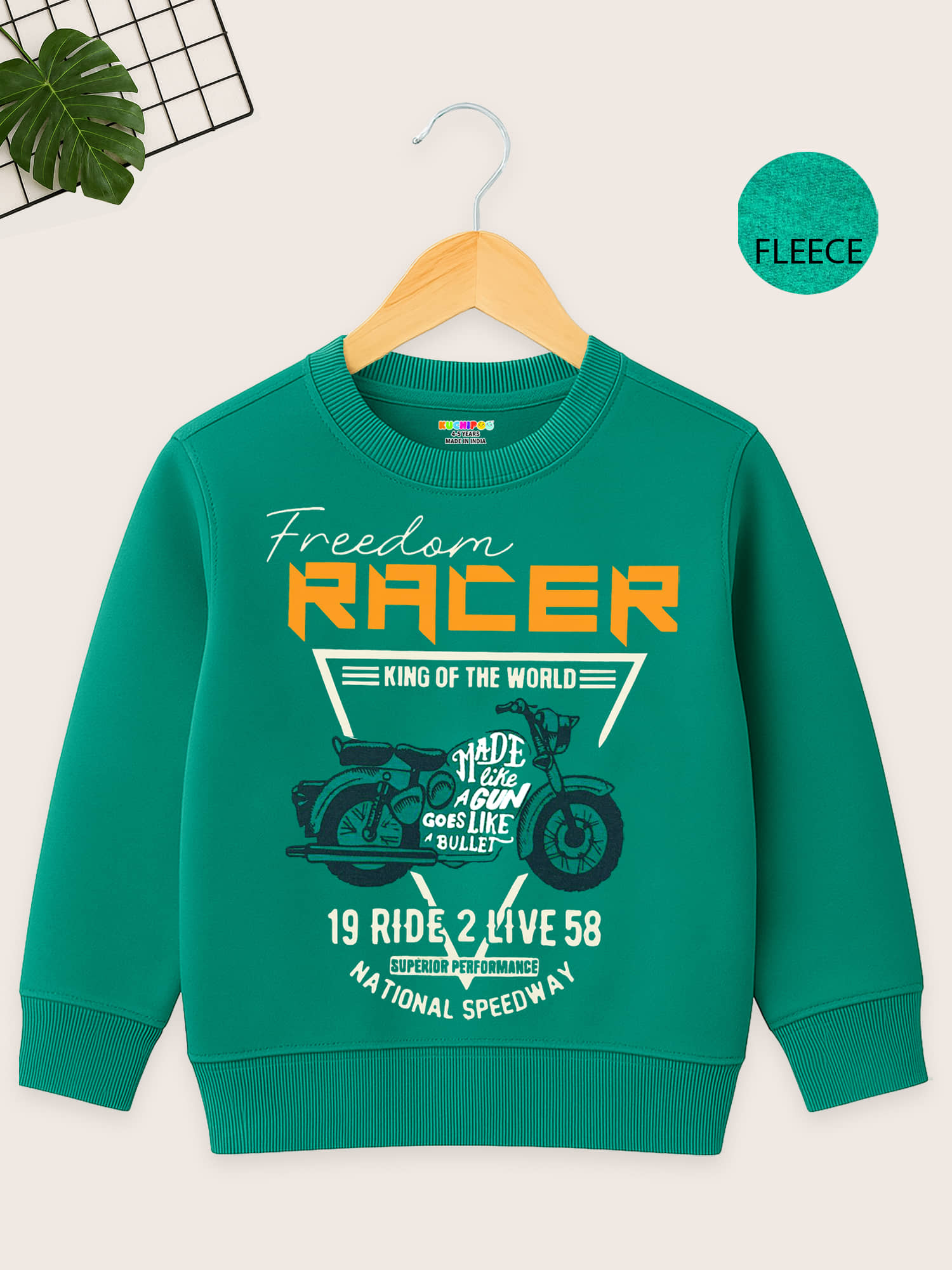 Kuchipoo Pack of 1 Boys Cotton Blend Sweatshirt ( Green )