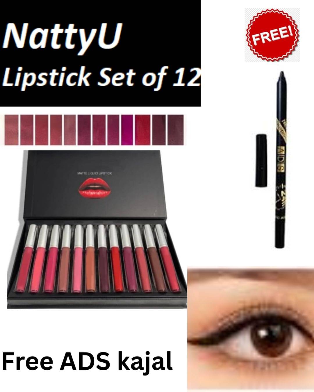 NattyU Multi Matte Long Lasting Liquid Lipstick ( Pack of 12 ) NattyU Multi Matte Long Lasting Liquid Lipstick ( Pack of 12 )