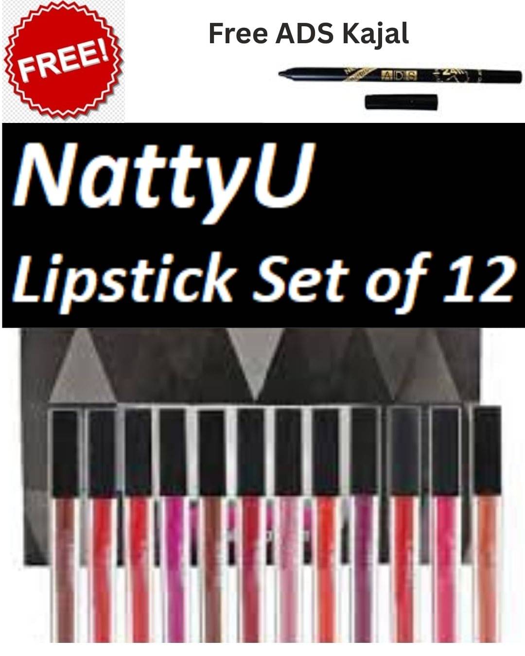     			NattyU Multi Matte Waterproof Liquid Lipstick ( Pack of 12 )