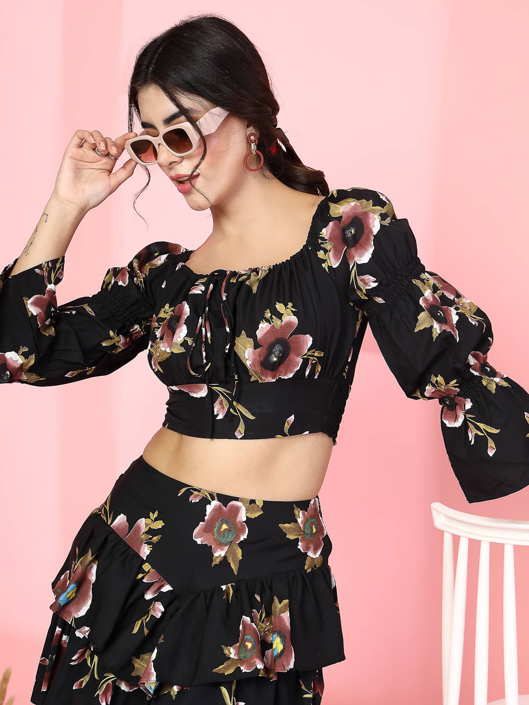     			Oomph! Women's Crepe Crop Top ( Black )