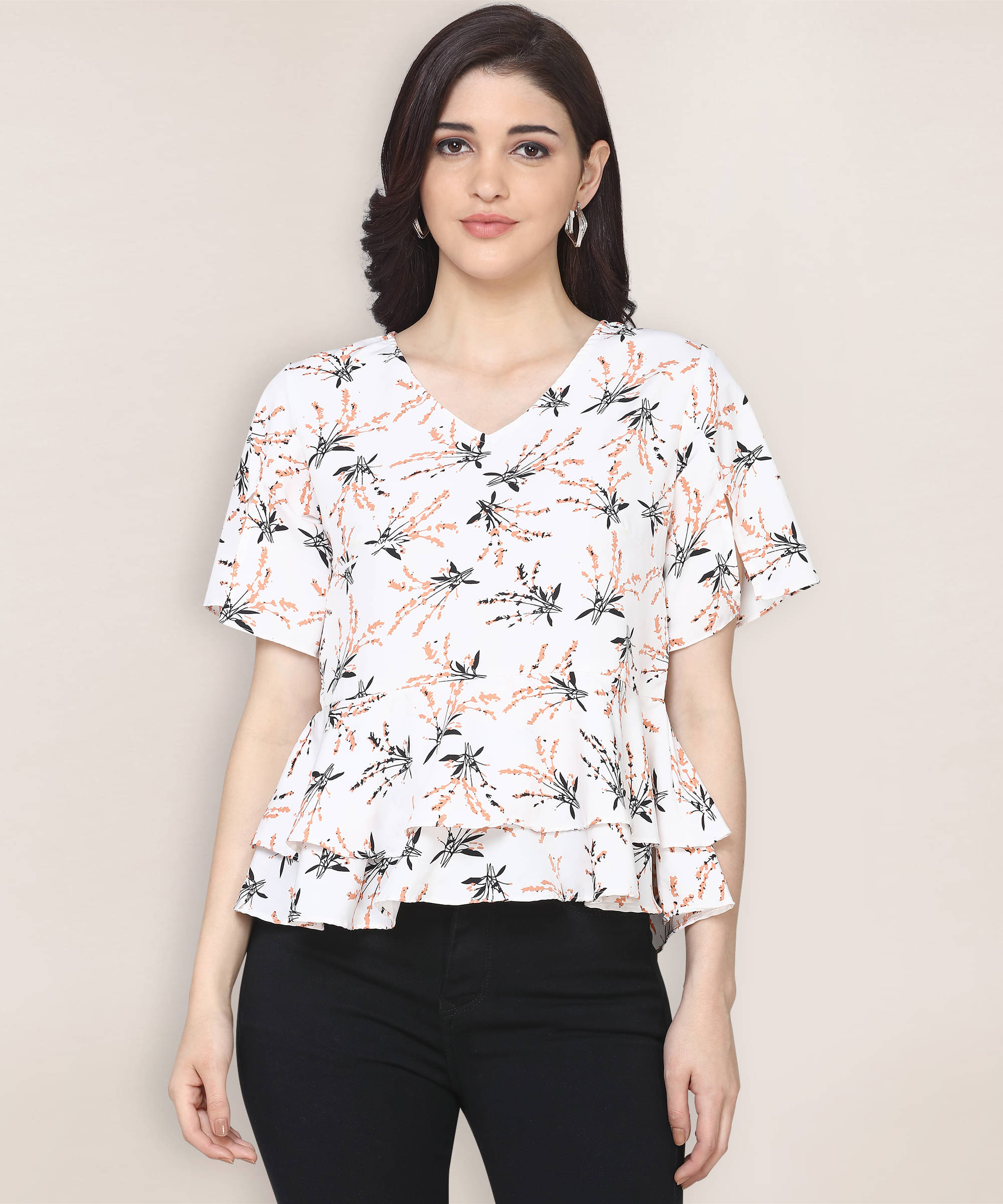 Oomph! Women's Crepe Regular Top ( White ) Oomph! Women's Crepe Regular Top ( White )