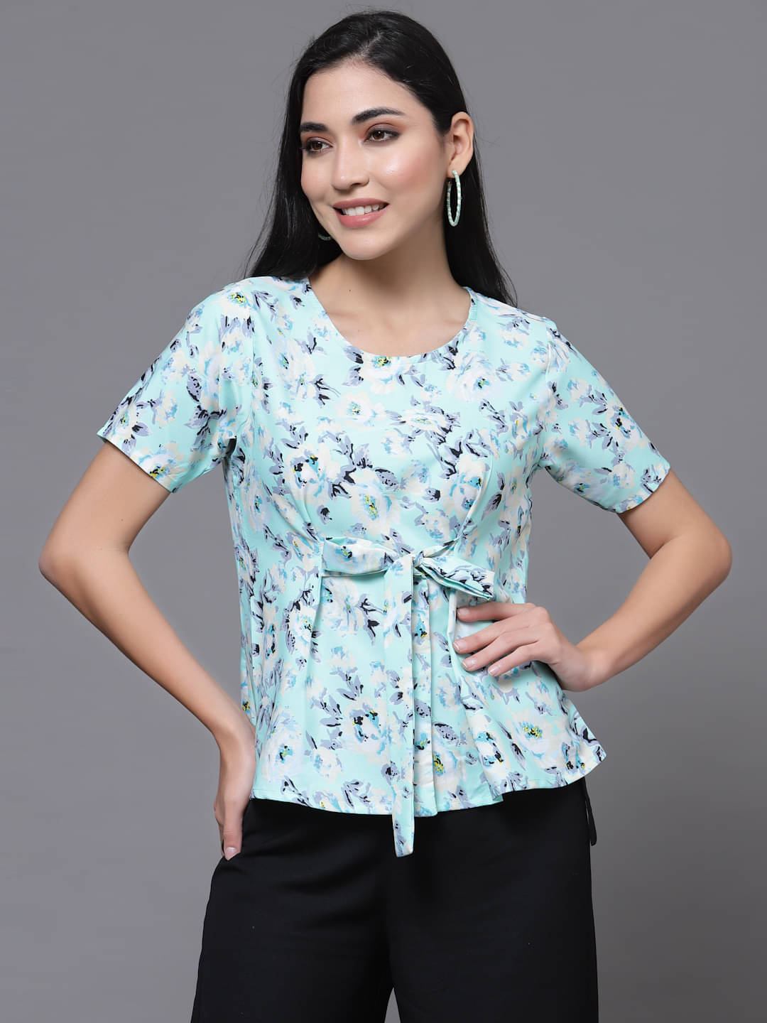    			Oomph! Women's Crepe Twisted Top ( Green )
