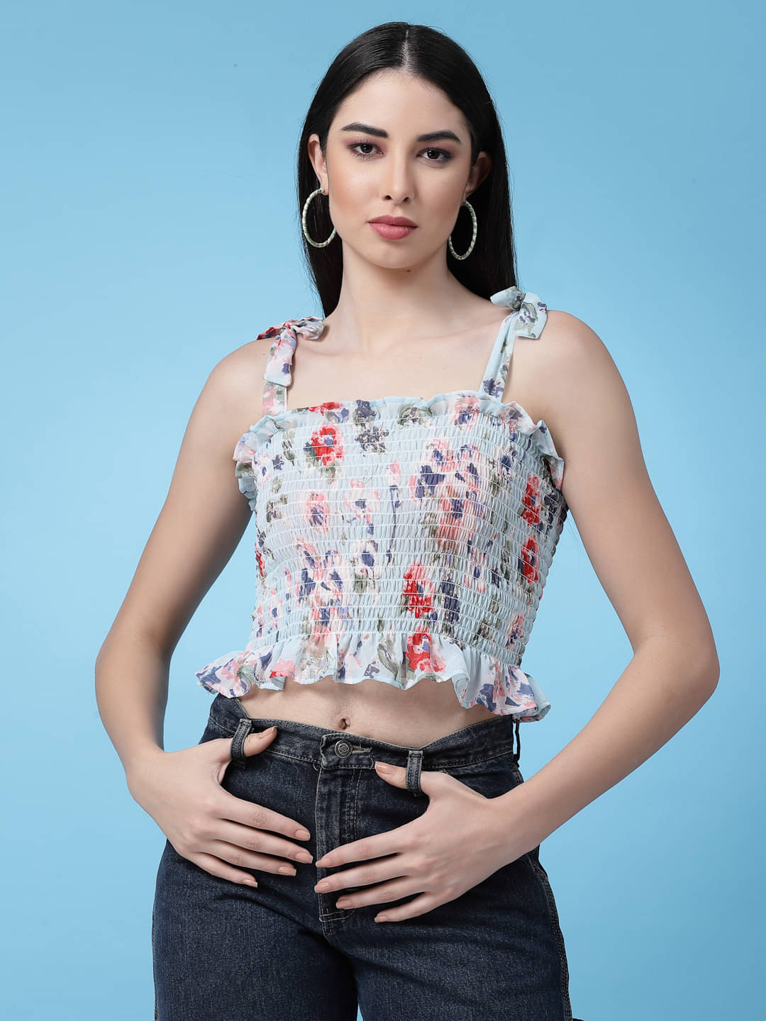     			Oomph! Women's Georgette Tank Top ( Blue )