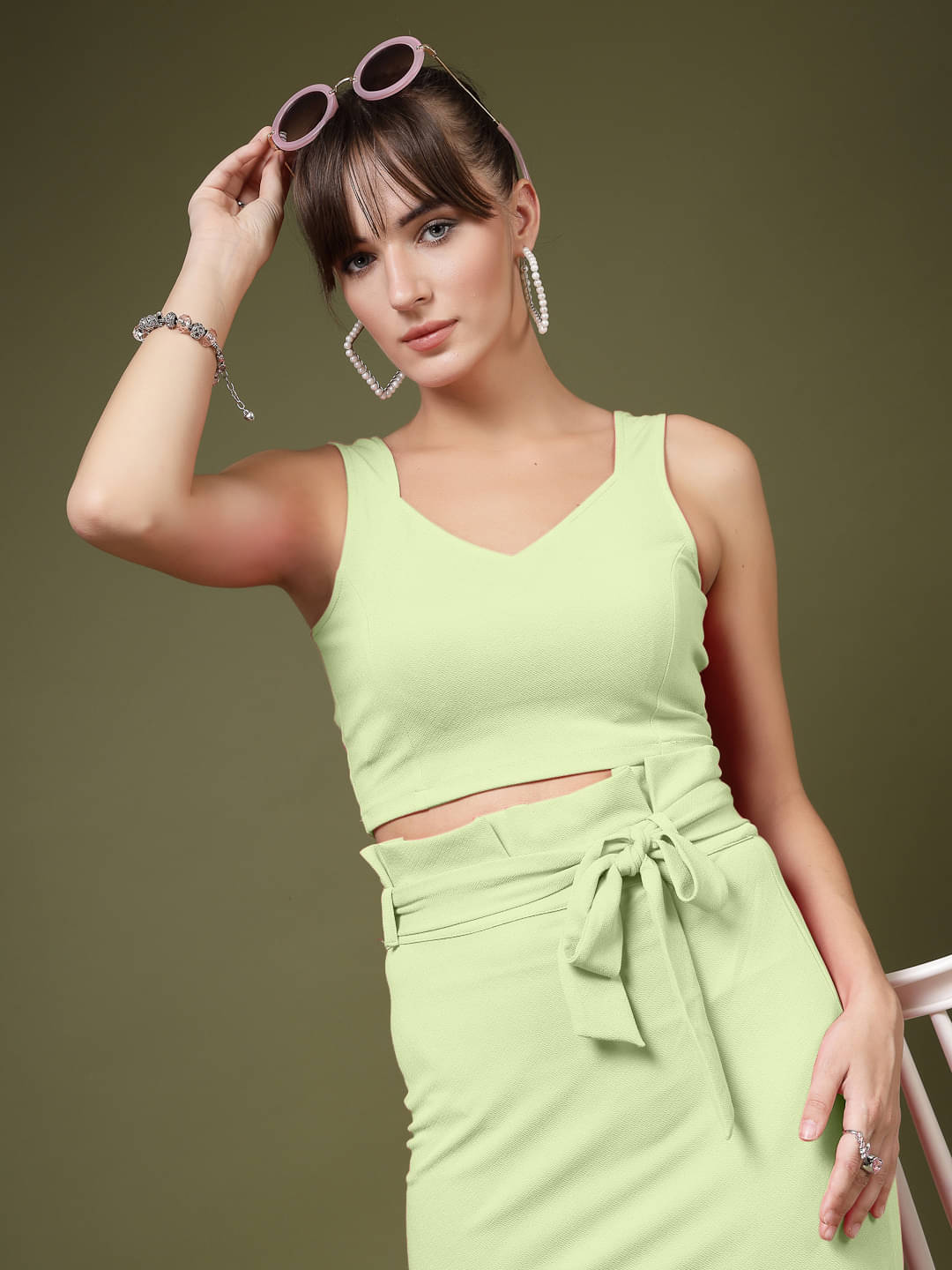 Oomph! Women's Lycra Crop Top ( Green ) Oomph! Women's Lycra Crop Top ( Green )