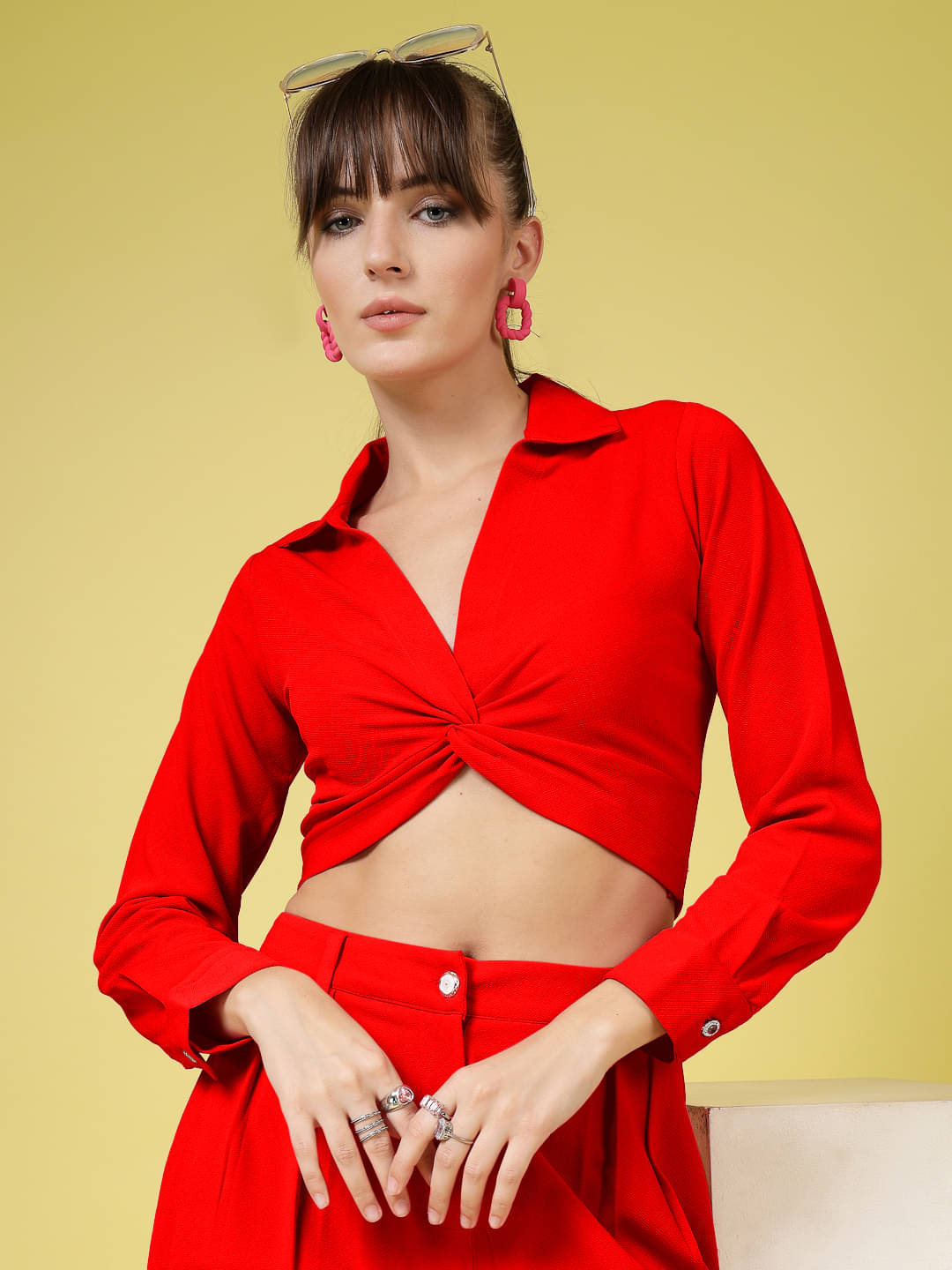Oomph! Women's Lycra Crop Top ( Red ) Oomph! Women's Lycra Crop Top ( Red )