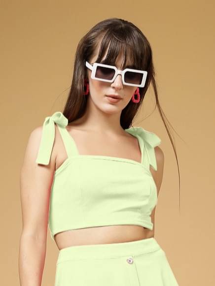 Oomph! Women's Lycra Crop Top ( Green ) Oomph! Women's Lycra Crop Top ( Green )