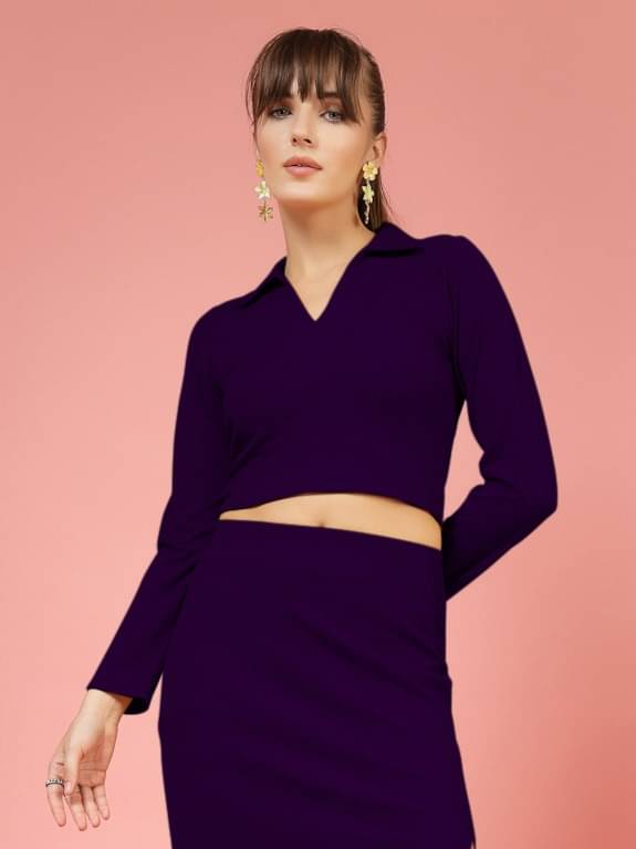     			Oomph! Women's Lycra Regular Top ( Purple )