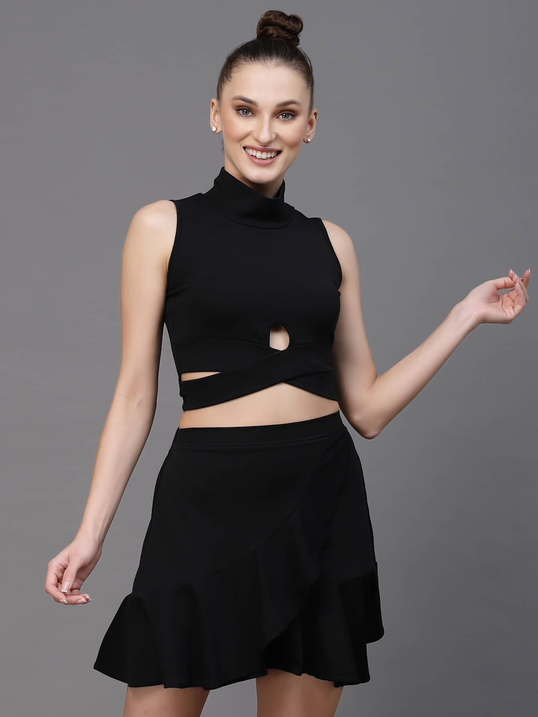 Oomph! Women's Lycra Twisted Top ( Black ) Oomph! Women's Lycra Twisted Top ( Black )