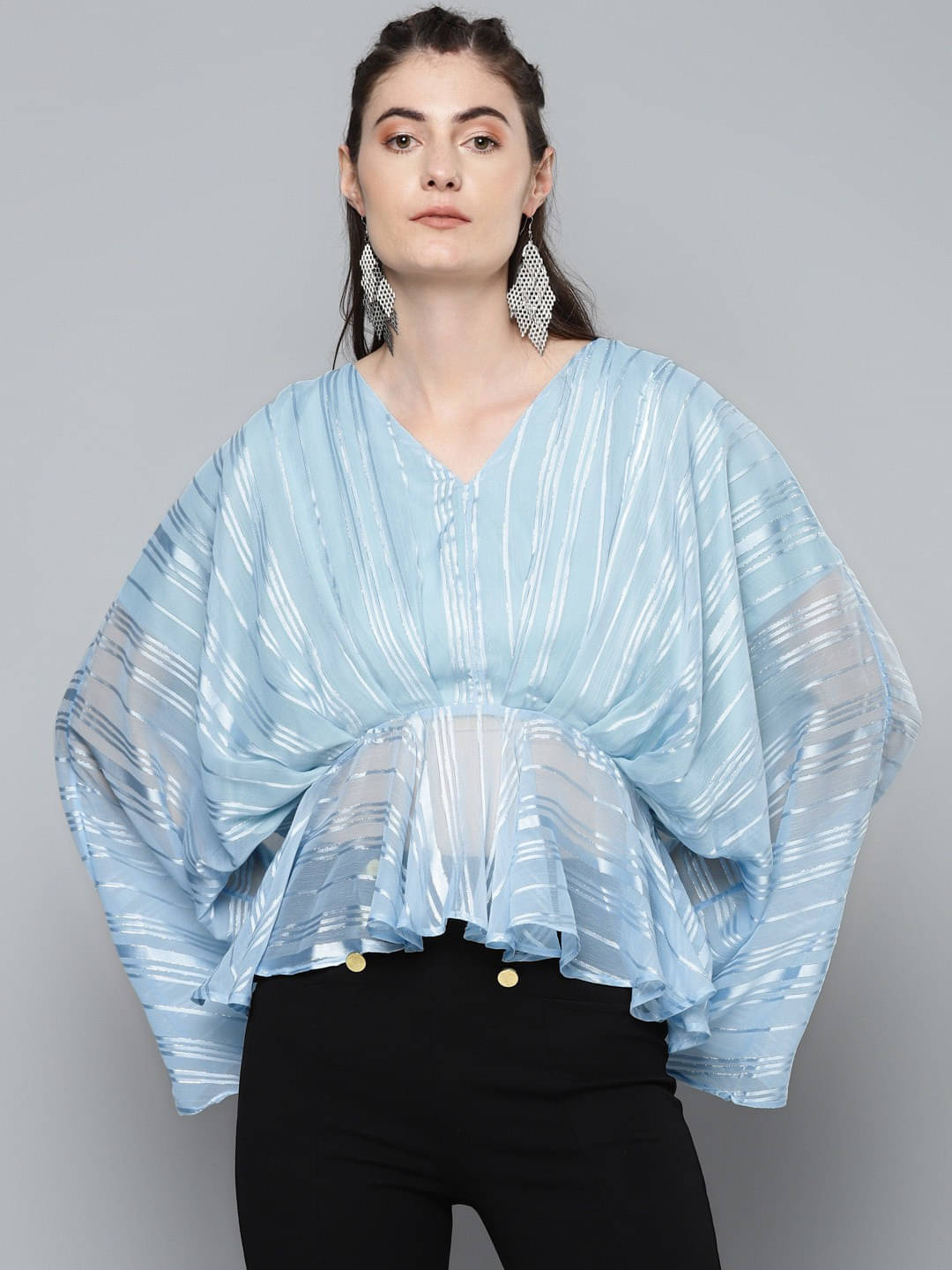 Sassafras Women's Chiffon A-Line Top ( Blue ) Sassafras Women's Chiffon A-Line Top ( Blue )