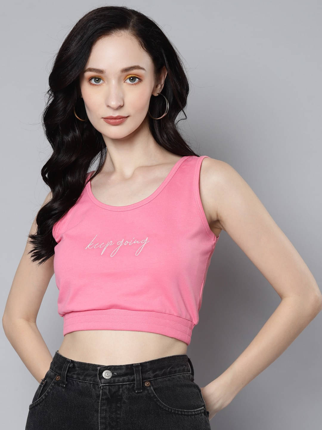     			Sassafras Women's Cotton Blend Crop Top ( Pink )