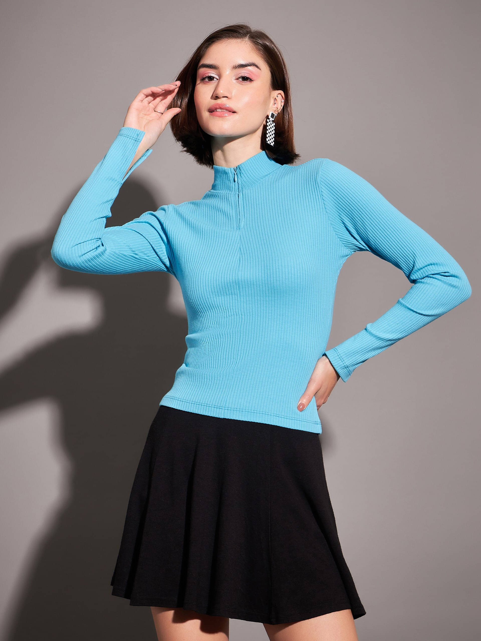 Sassafras Women's Cotton Blend Regular Top ( Light Blue ) Sassafras Women's Cotton Blend Regular Top ( Light Blue )