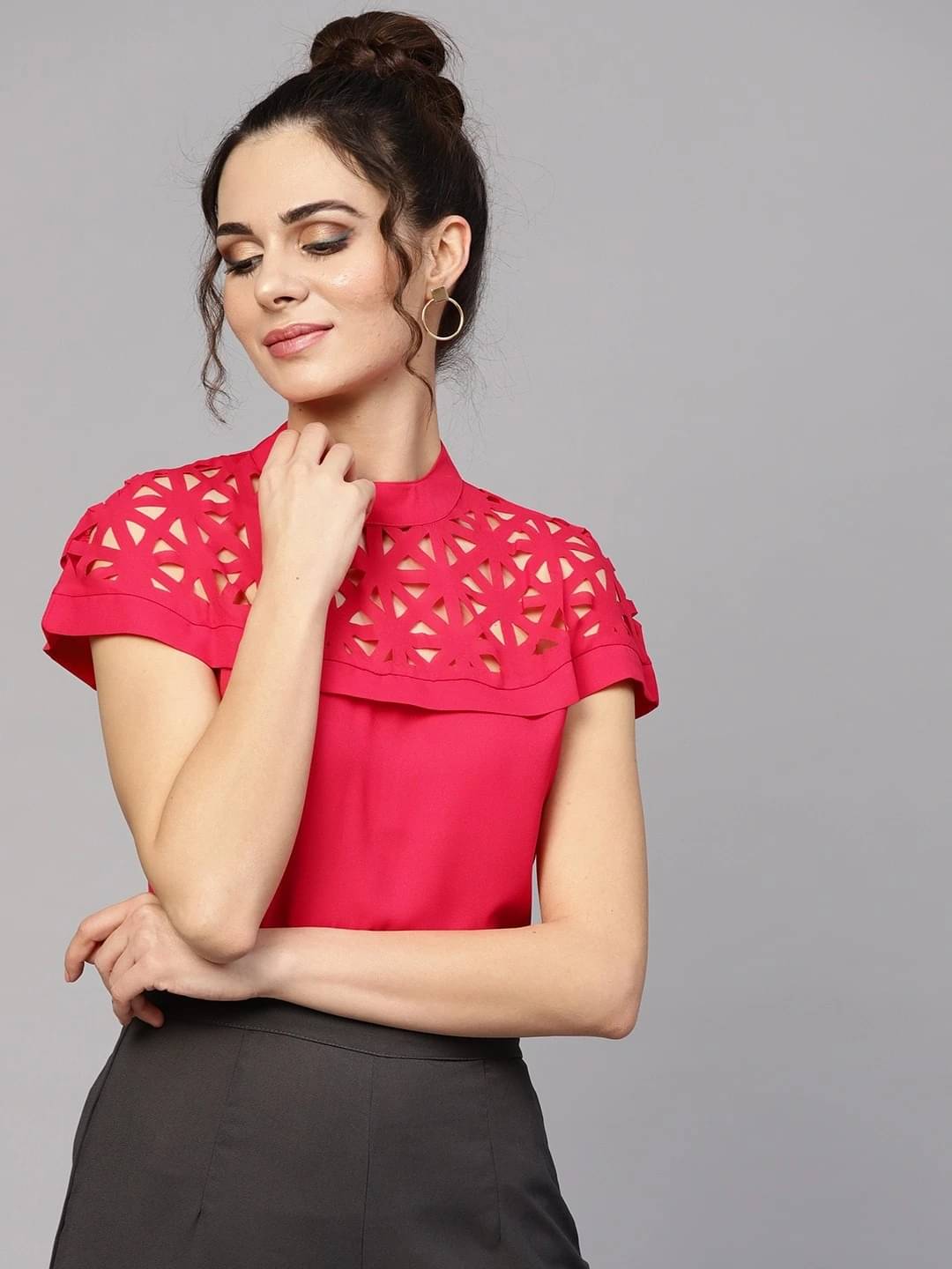 Sassafras Women's Georgette Regular Top ( Pink ) Sassafras Women's Georgette Regular Top ( Pink )