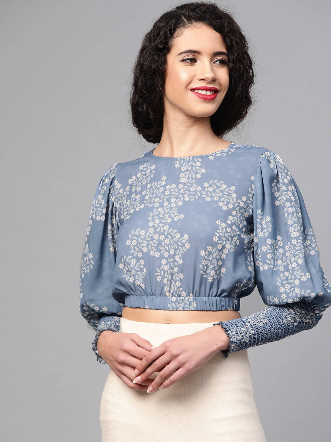 Sassafras Women's Polyester Crop Top ( Navy Blue ) Sassafras Women's Polyester Crop Top ( Navy Blue )