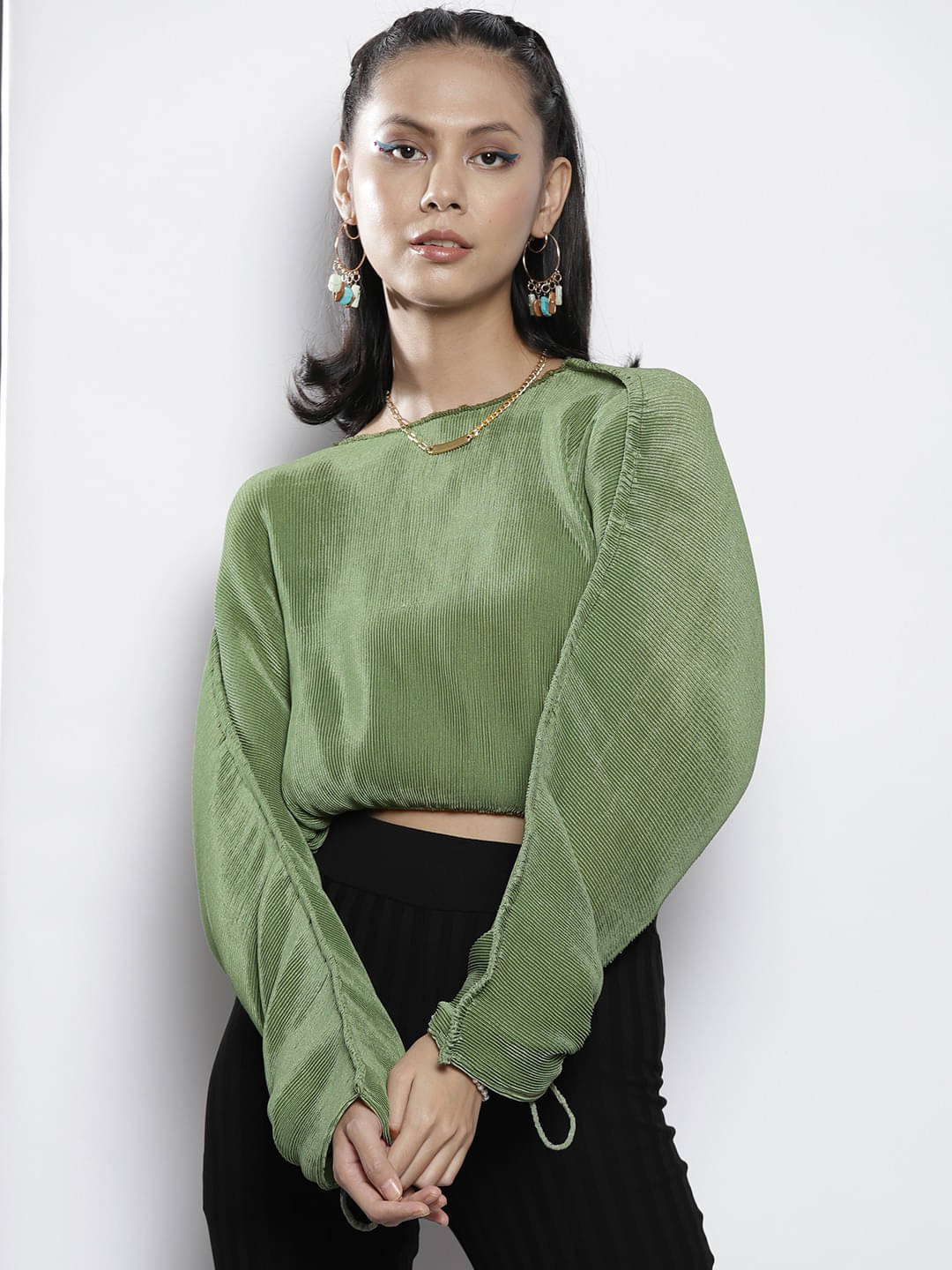 Sassafras Women's Polyester Crop Top ( Green ) Sassafras Women's Polyester Crop Top ( Green )