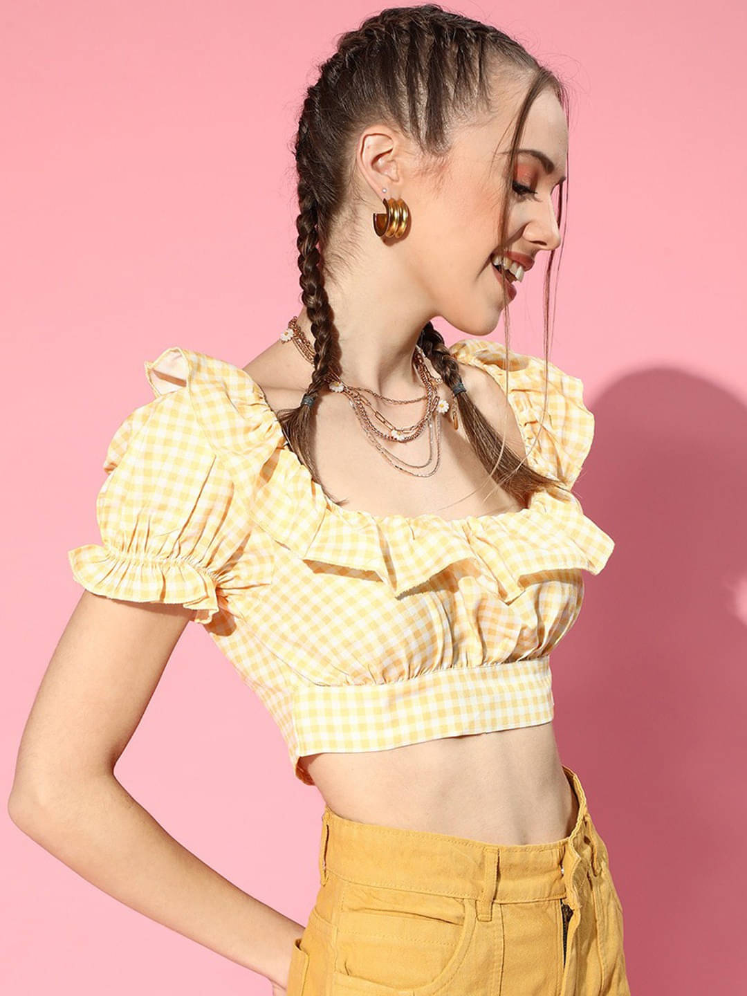 Sassafras Women's Polyester Crop Top ( Yellow ) Sassafras Women's Polyester Crop Top ( Yellow )