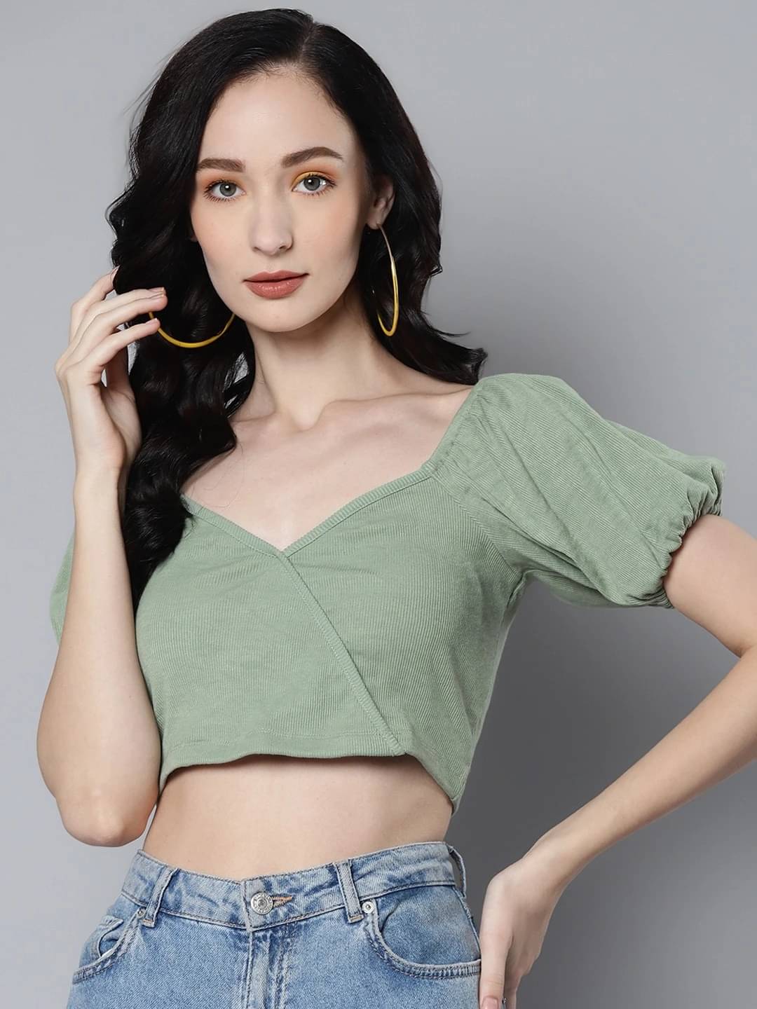 Sassafras Women's Polyester Crop Top ( Green ) Sassafras Women's Polyester Crop Top ( Green )