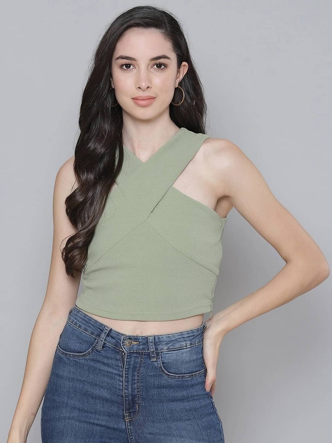 Sassafras Women's Polyester Crop Top ( Green ) Sassafras Women's Polyester Crop Top ( Green )