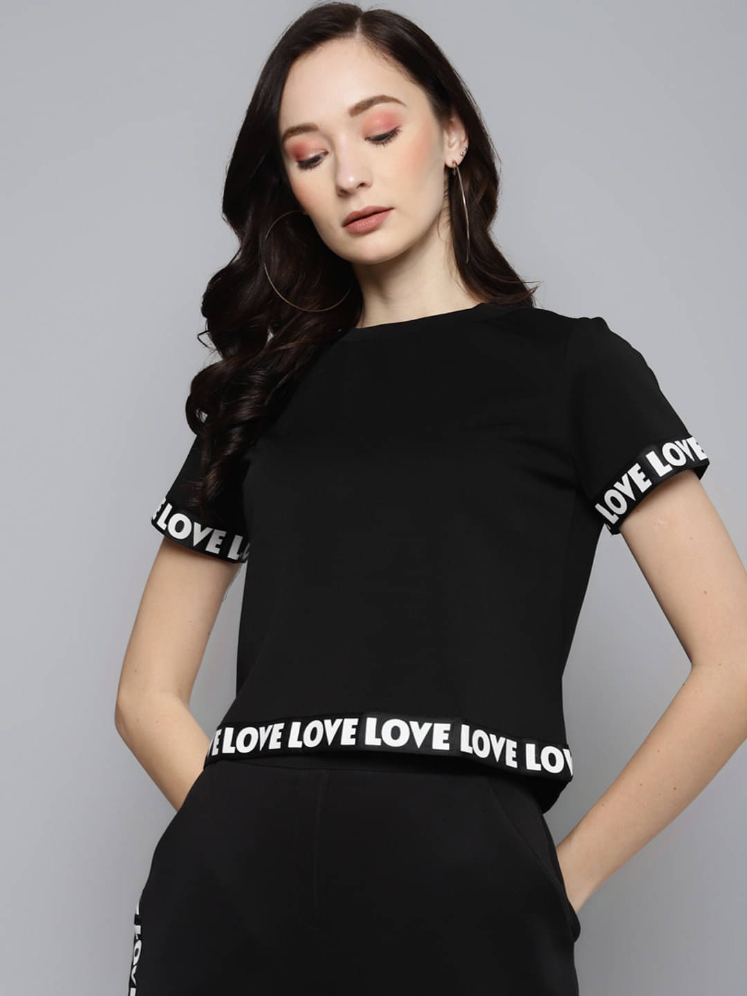     			Sassafras Women's Polyester Crop Top ( Black )