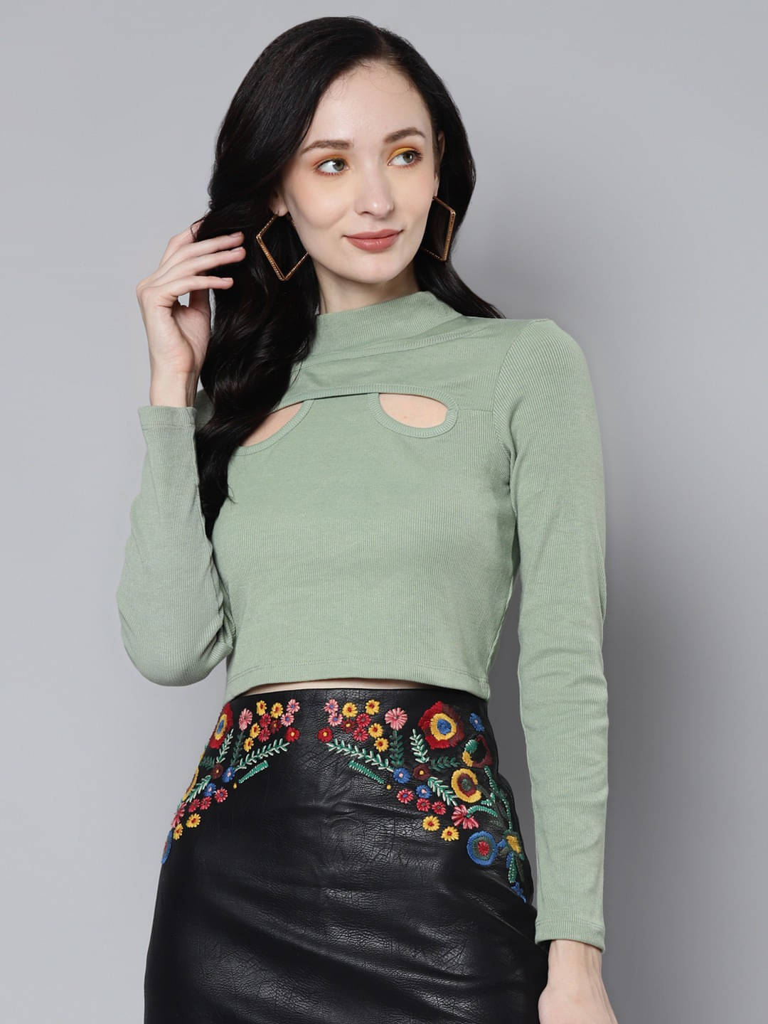 Sassafras Women's Polyester Crop Top ( Green ) Sassafras Women's Polyester Crop Top ( Green )