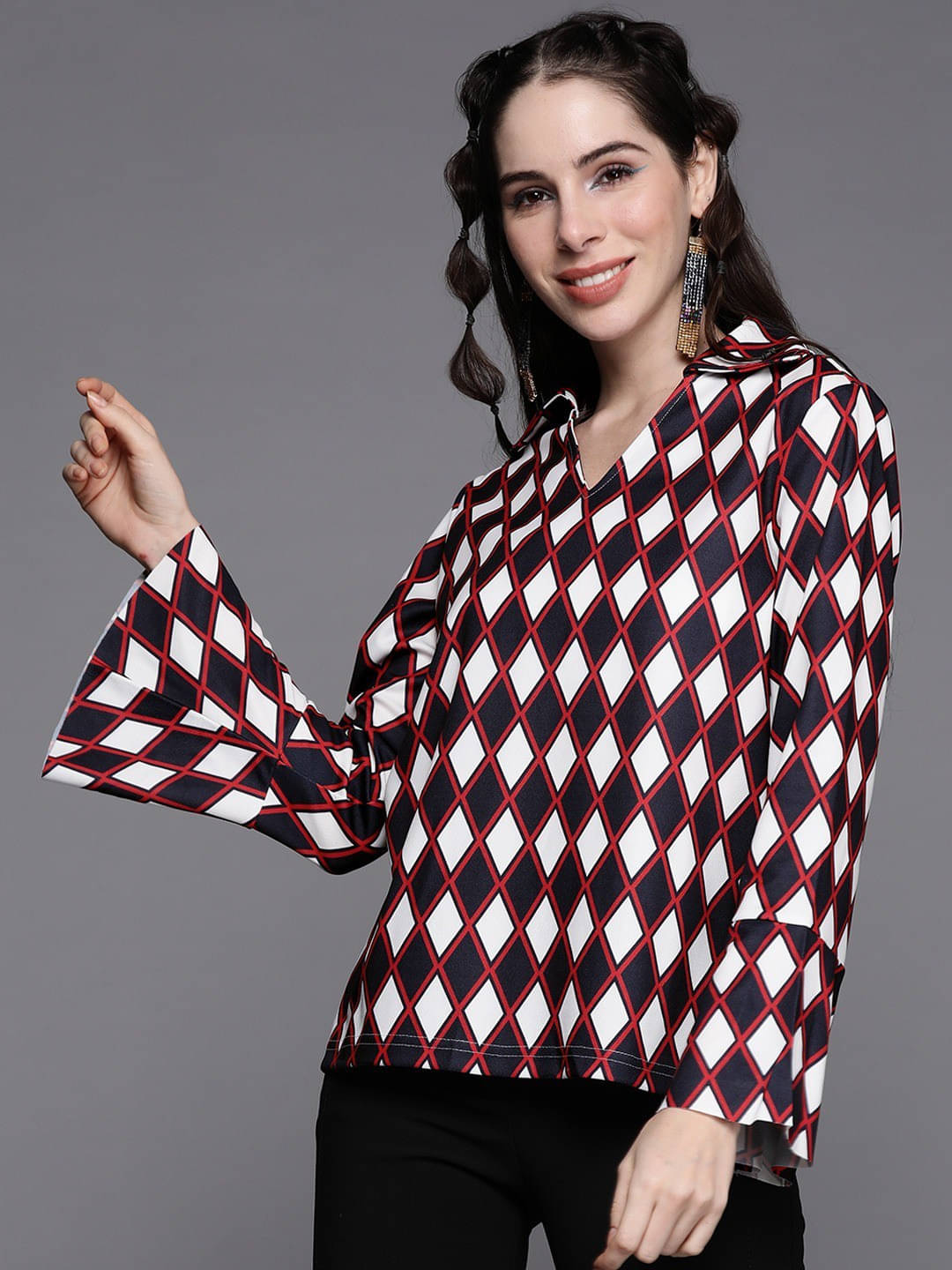     			Sassafras Women's Polyester Regular Top ( Navy Blue )