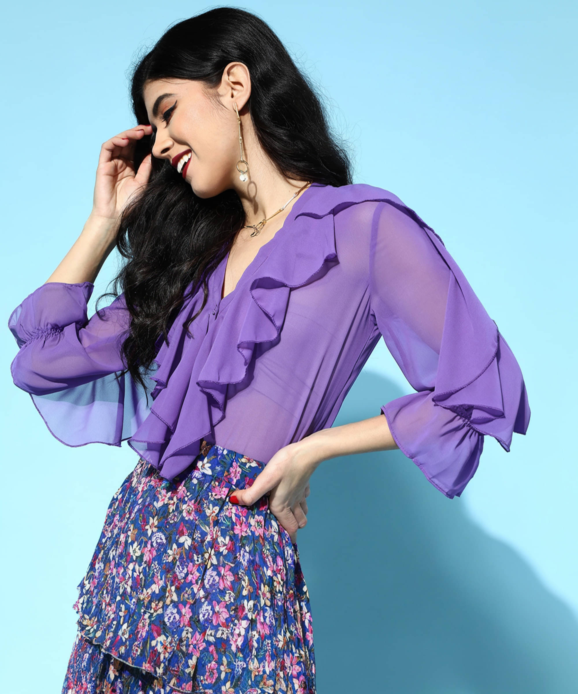 Sassafras Women's Polyester Regular Top ( Purple ) Sassafras Women's Polyester Regular Top ( Purple )